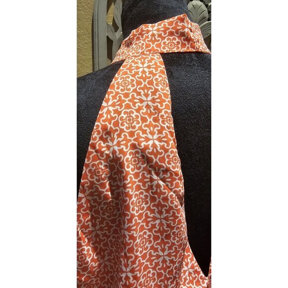 Banana Republic Size L Orange & White Keyhole Floral Halter Blouse - Picture 5 of 7